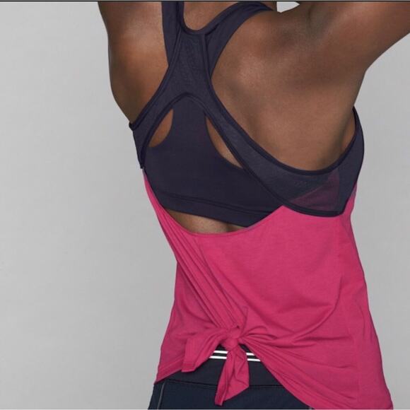 Athleta Tops - ATHLETA Womens Small Pink Navy Blue Essence CYA Support Mesh Racerback Bra Tank